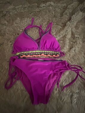 Xhilaration Bright Magenta Bikini Set with Neon Trim